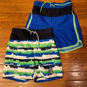 * Final Markdown * / 2 Pair Boys Sz 5 OshKosh Swim Trunks, Blue & Green